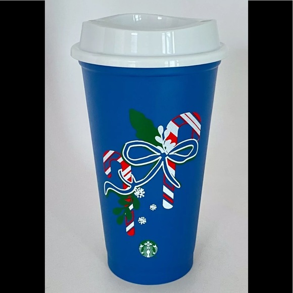 STARBUCKS 2021 Christmas color changing blue to mint candy cane reusable cup - Picture 2 of 6